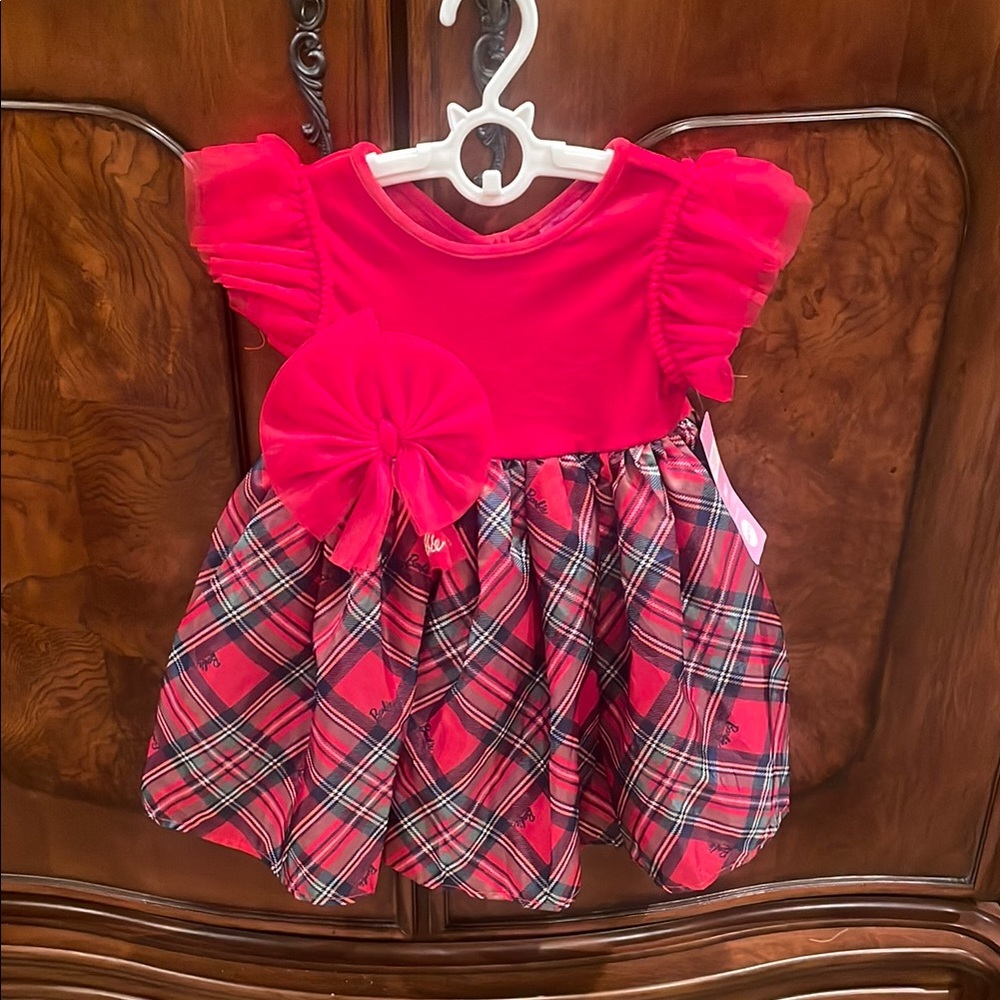 NWT 3T Red/Plaid Mattel Barbie Holiday Dress 2024